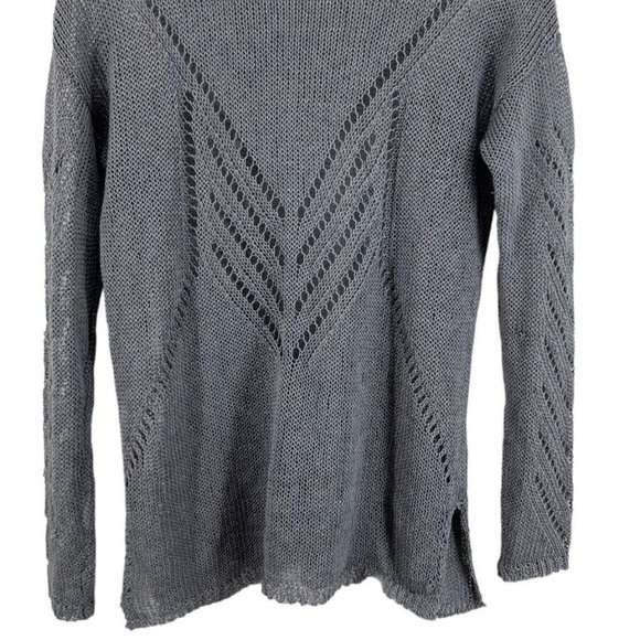 Premise Linen Blend Gray Open Knit Sweater Small - Picture 4 of 6